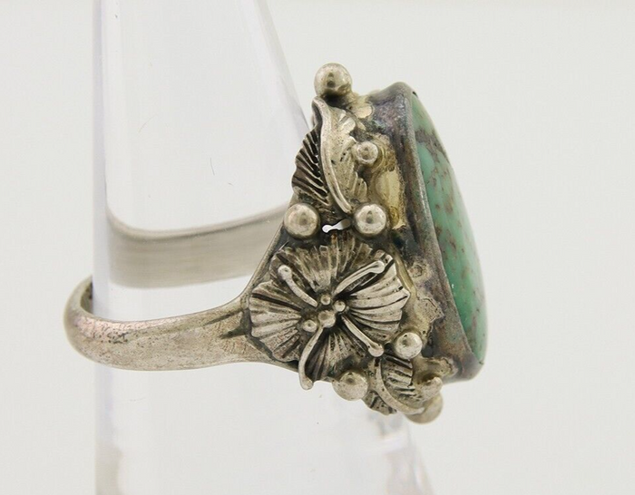 Navajo Ring 925 Silver Green Turquoise Signed CD C.1986's