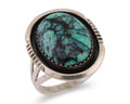 Navajo Ring 925 Silver Green Turquoise Signed William Denetdale C.80's