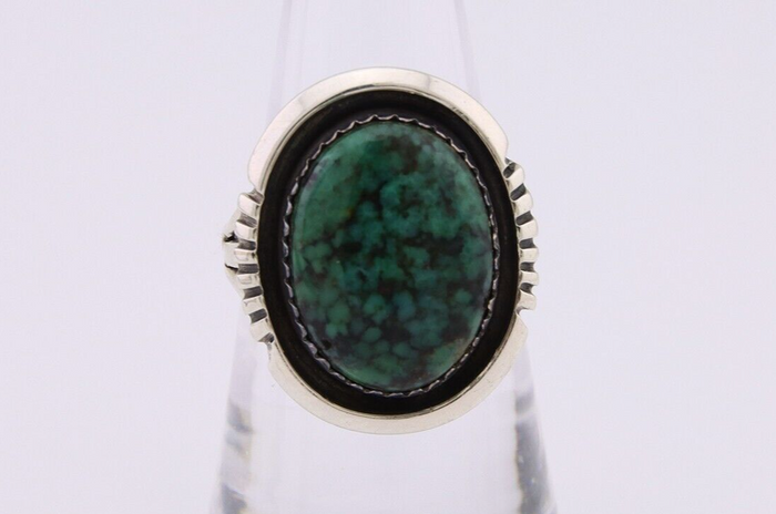 Navajo Ring 925 Silver Green Turquoise Signed William Denetdale C.80's