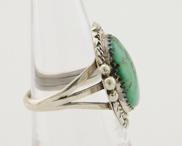 Navajo Ring 925 Silver Green Turquoise Signed William Denetdale C.80's