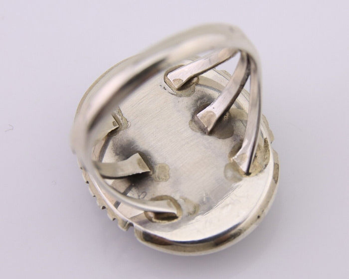 Navajo Ring 925 Silver Green Turquoise Signed William Denetdale C.80's