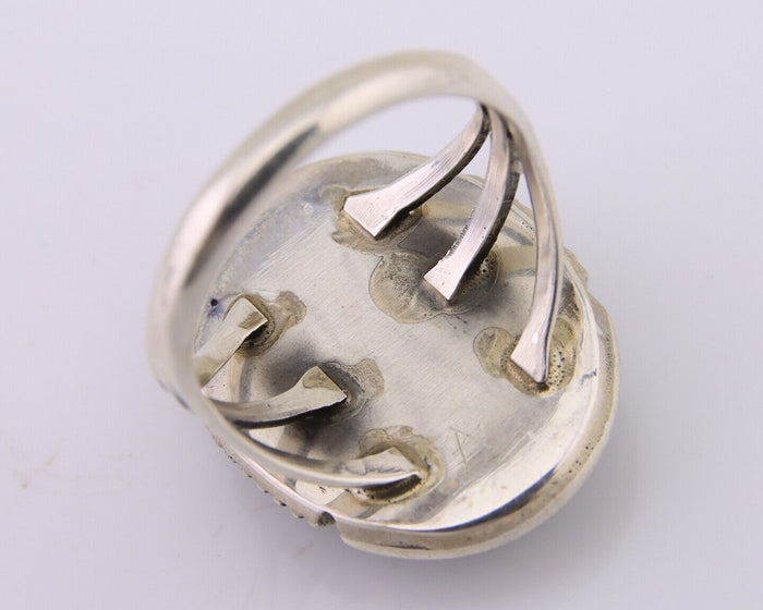 Navajo Ring 925 Silver Green Turquoise Signed William Denetdale C.80's