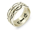 Navajo Ring .925 Silver Handmade Hand Stamped 3 Row Rope Band C.1980's 8.25