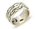 Navajo Ring .925 Silver Handmade Hand Stamped 3 Row Rope Band C.1980's Size 6.75