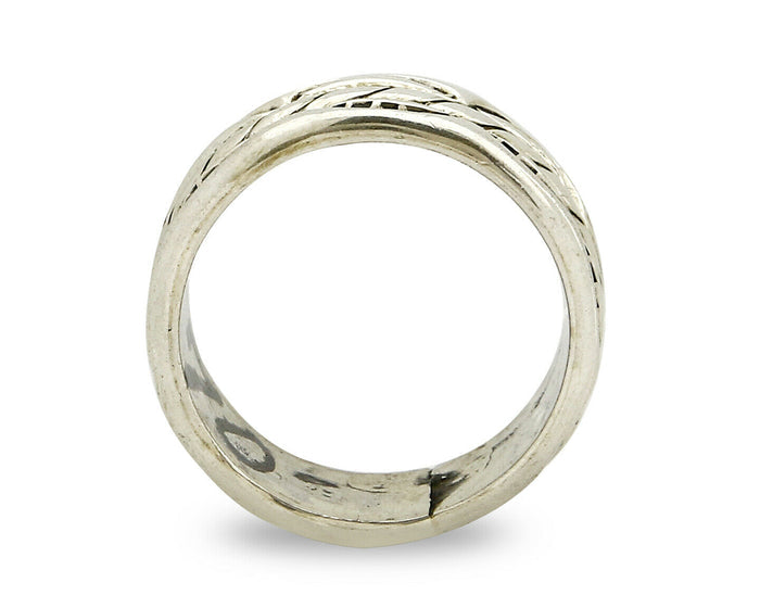 Navajo Ring .925 Silver Handmade Hand Stamped 3 Row Rope Band C.1980's