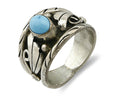 Navajo Ring .925 Silver Handmade Sleeping Beauty Turquoise Signed ELA C.80's