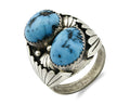 Navajo Ring .925 Silver Handmade Sleeping Beauty Turquoise Signed TKE C.80's