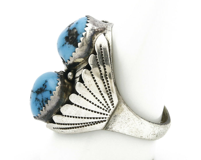 Navajo Ring .925 Silver Handmade Sleeping Beauty Turquoise Signed TKE C.80's