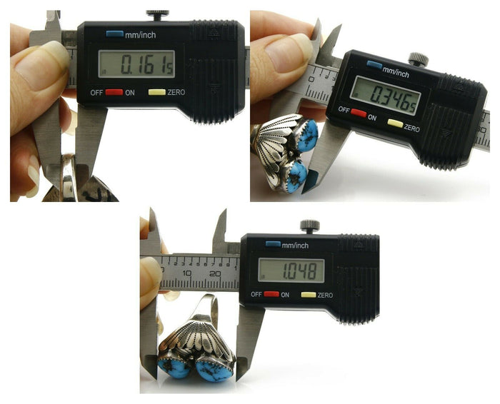 Navajo Ring .925 Silver Handmade Sleeping Beauty Turquoise Signed TKE C.80's