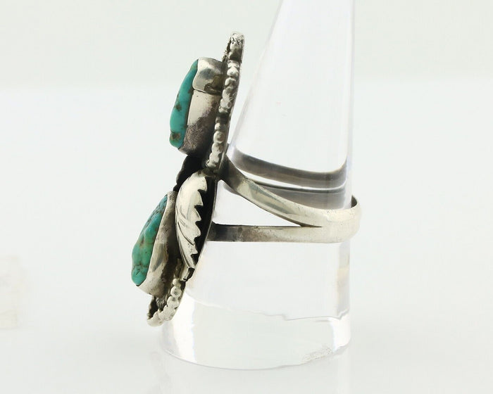 Navajo Ring .925 Silver Kingman Turquoise Aritst Signed LD C.1980's