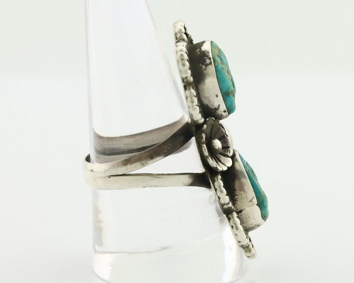 Navajo Ring .925 Silver Kingman Turquoise Aritst Signed LD C.1980's