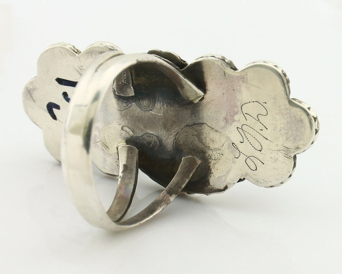 Navajo Ring .925 Silver Kingman Turquoise Aritst Signed LD C.1980's