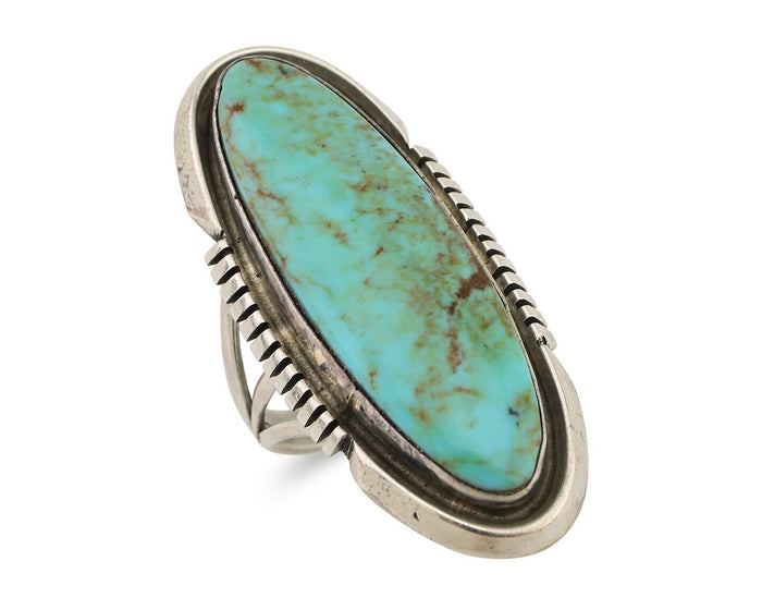 Navajo Ring 925 Silver Kingman Turquoise Artist Signed Doug Zachary C.80's