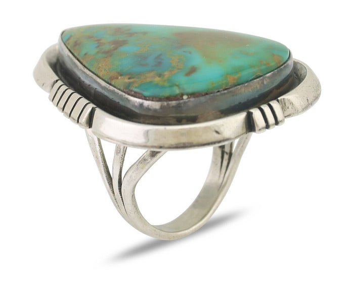Navajo Ring 925 Silver Kingman Turquoise Artist Signed Doug Zachary C.80's