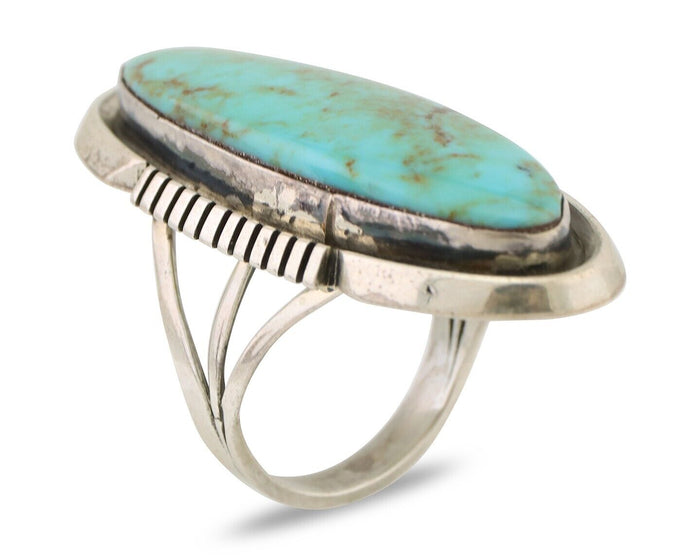 Navajo Ring 925 Silver Kingman Turquoise Artist Signed Doug Zachary C.80's