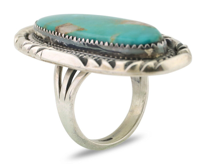 Navajo Ring 925 Silver Kingman Turquoise Artist Signed Doug Zachary C.80's