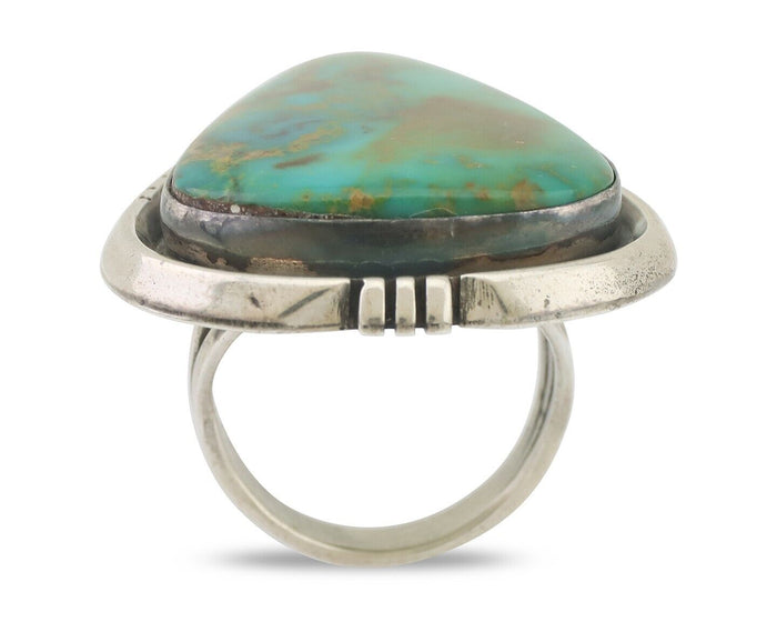 Navajo Ring 925 Silver Kingman Turquoise Artist Signed Doug Zachary C.80's