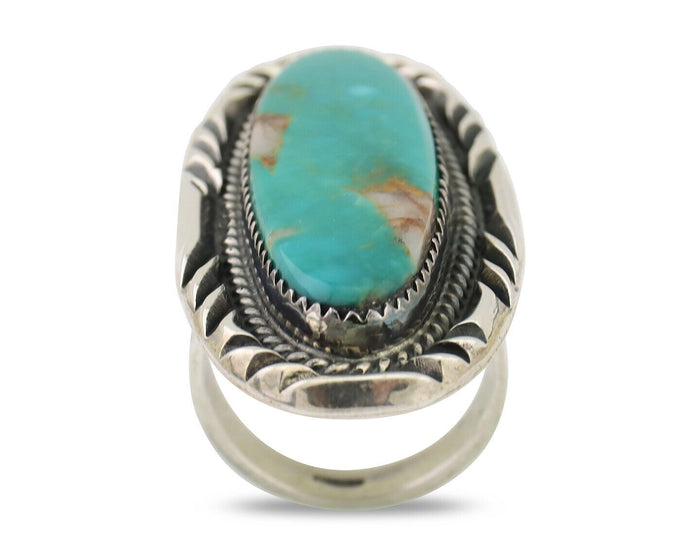 Navajo Ring 925 Silver Kingman Turquoise Artist Signed Doug Zachary C.80's
