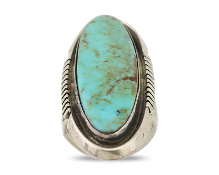 Navajo Ring 925 Silver Kingman Turquoise Artist Signed Doug Zachary C.80's