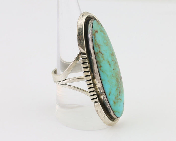 Navajo Ring 925 Silver Kingman Turquoise Artist Signed Doug Zachary C.80's