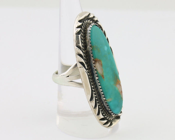 Navajo Ring 925 Silver Kingman Turquoise Artist Signed Doug Zachary C.80's