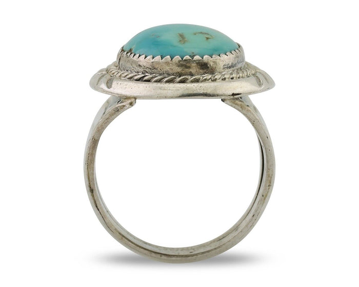 Navajo Ring 925 Silver Kingman Turquoise Artist Signed JMC C.80's
