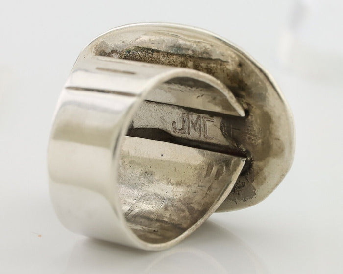Navajo Ring 925 Silver Kingman Turquoise Artist Signed JMC C.80's