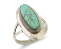 Navajo Ring 925 Silver Kingman Turquoise Artist Signed Kachina C.80's