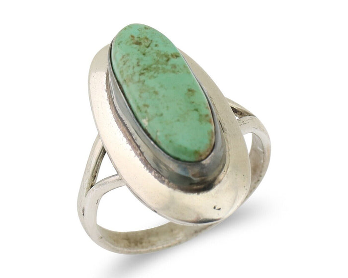 Navajo Ring 925 Silver Kingman Turquoise Artist Signed Kachina C.80's