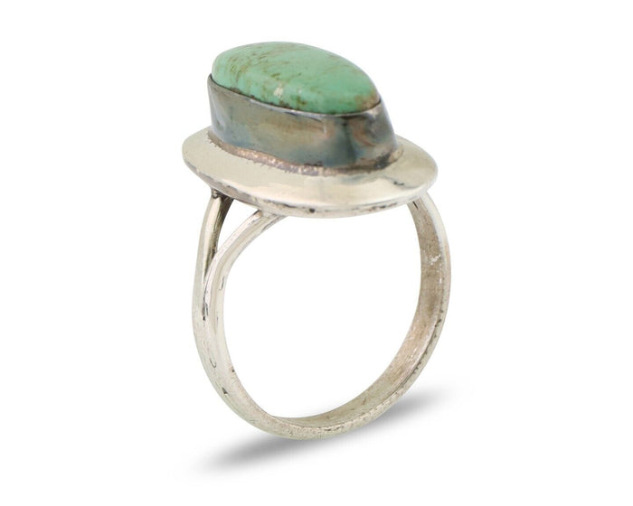 Navajo Ring 925 Silver Kingman Turquoise Artist Signed Kachina C.80's