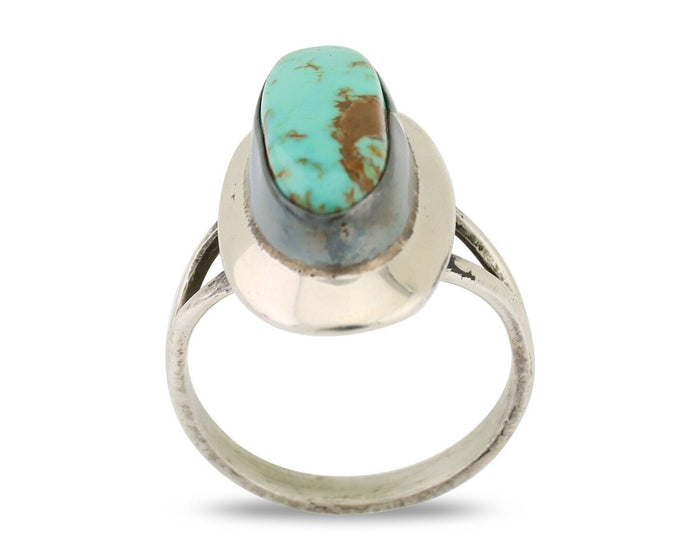 Navajo Ring 925 Silver Kingman Turquoise Artist Signed Kachina C.80's