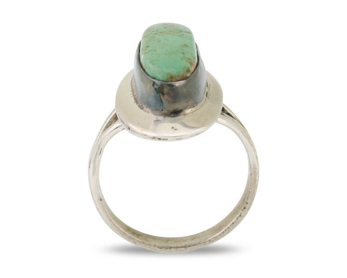 Navajo Ring 925 Silver Kingman Turquoise Artist Signed Kachina C.80's