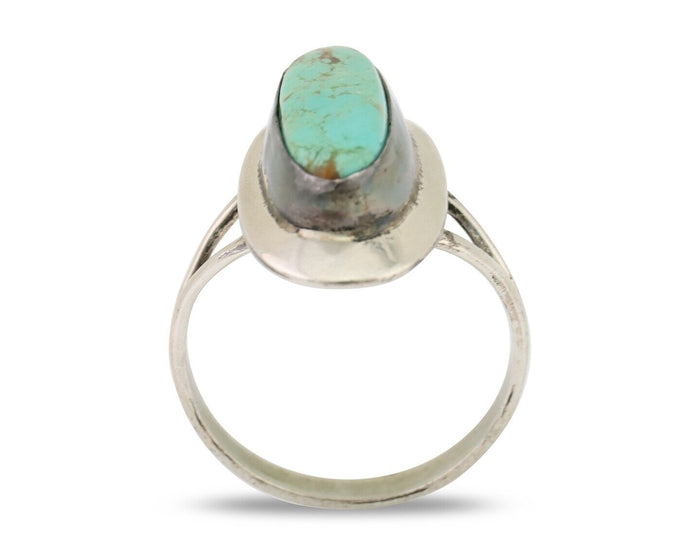 Navajo Ring 925 Silver Kingman Turquoise Artist Signed Kachina C.80's