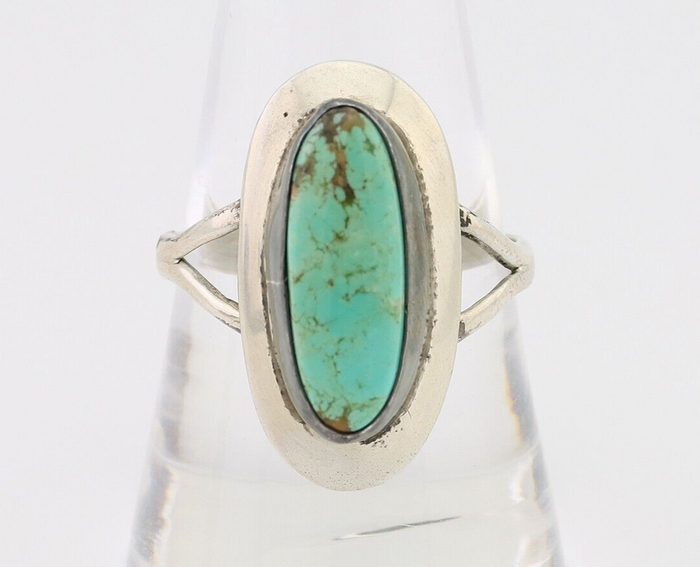 Navajo Ring 925 Silver Kingman Turquoise Artist Signed Kachina C.80's