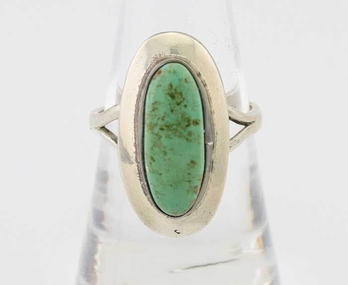 Navajo Ring 925 Silver Kingman Turquoise Artist Signed Kachina C.80's