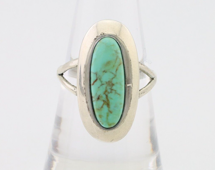 Navajo Ring 925 Silver Kingman Turquoise Artist Signed Kachina C.80's