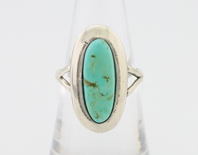 Navajo Ring 925 Silver Kingman Turquoise Artist Signed Kachina C.80's