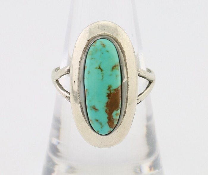 Navajo Ring 925 Silver Kingman Turquoise Artist Signed Kachina C.80's