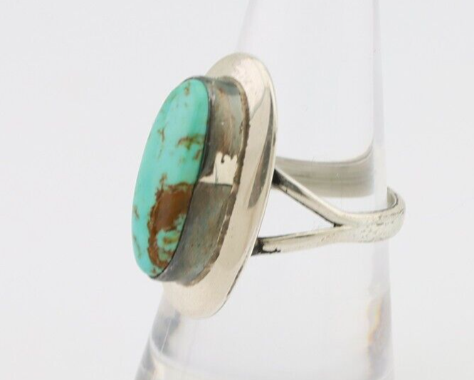 Navajo Ring 925 Silver Kingman Turquoise Artist Signed Kachina C.80's