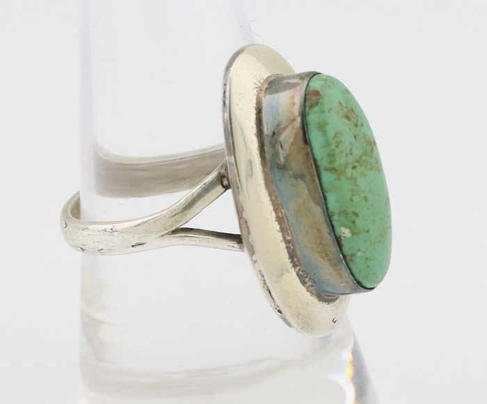 Navajo Ring 925 Silver Kingman Turquoise Artist Signed Kachina C.80's