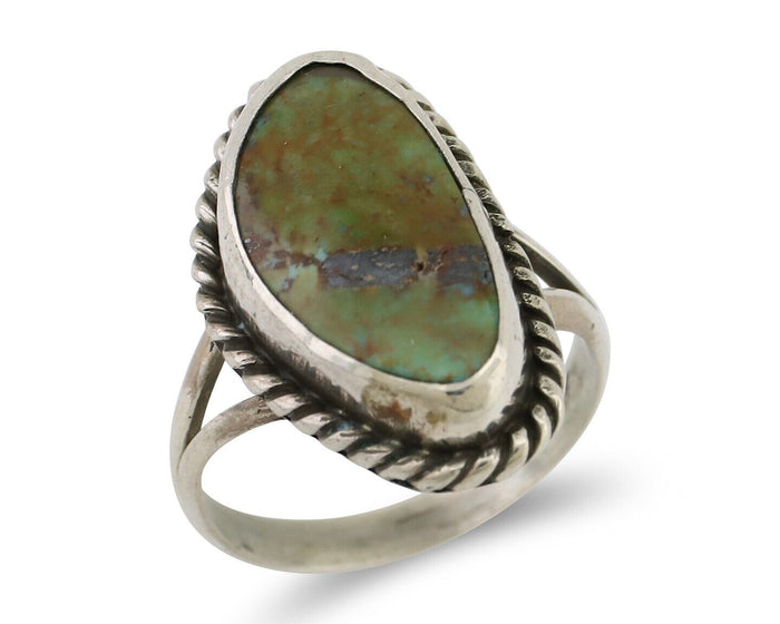 Navajo Ring 925 Silver Kingman Turquoise Artist Signed Rabbit Sticks C.80's