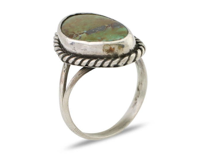 Navajo Ring 925 Silver Kingman Turquoise Artist Signed Rabbit Sticks C.80's
