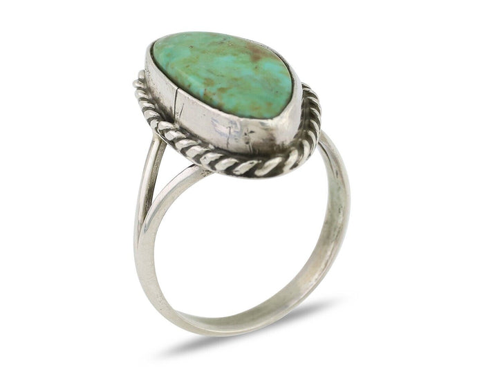 Navajo Ring 925 Silver Kingman Turquoise Artist Signed Rabbit Sticks C.80's