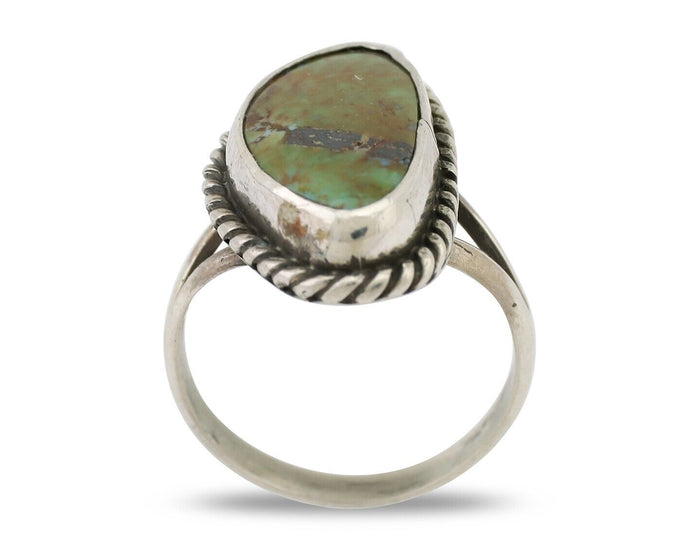 Navajo Ring 925 Silver Kingman Turquoise Artist Signed Rabbit Sticks C.80's