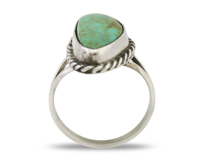 Navajo Ring 925 Silver Kingman Turquoise Artist Signed Rabbit Sticks C.80's