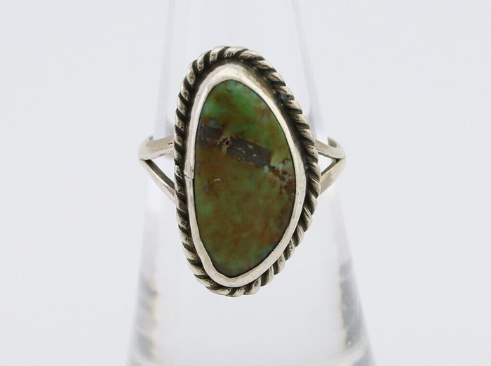 Navajo Ring 925 Silver Kingman Turquoise Artist Signed Rabbit Sticks C.80's