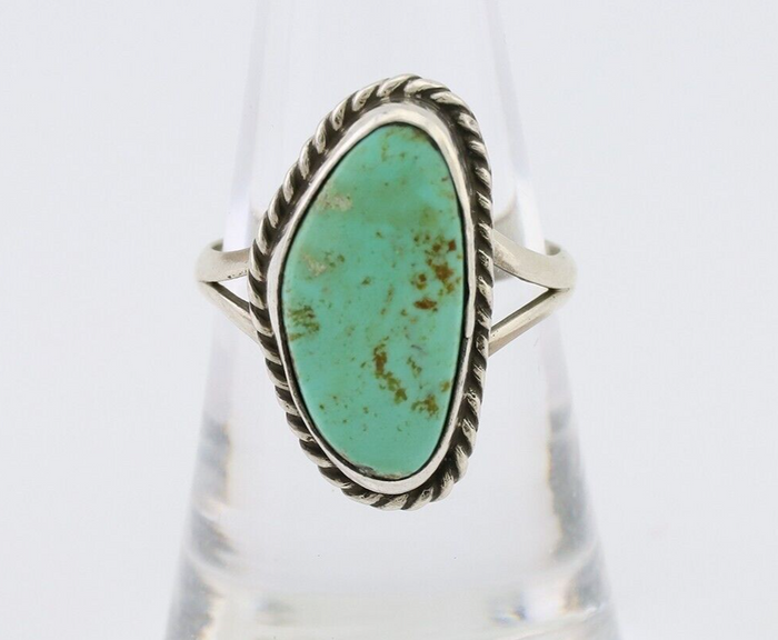 Navajo Ring 925 Silver Kingman Turquoise Artist Signed Rabbit Sticks C.80's