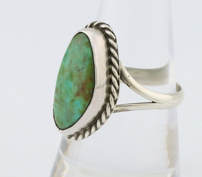 Navajo Ring 925 Silver Kingman Turquoise Artist Signed Rabbit Sticks C.80's