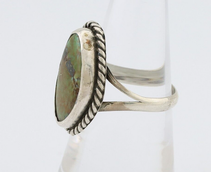 Navajo Ring 925 Silver Kingman Turquoise Artist Signed Rabbit Sticks C.80's
