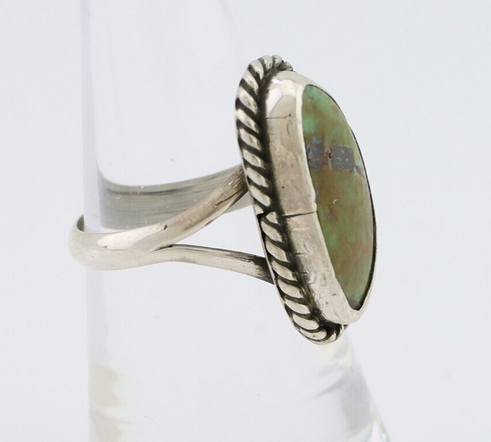 Navajo Ring 925 Silver Kingman Turquoise Artist Signed Rabbit Sticks C.80's